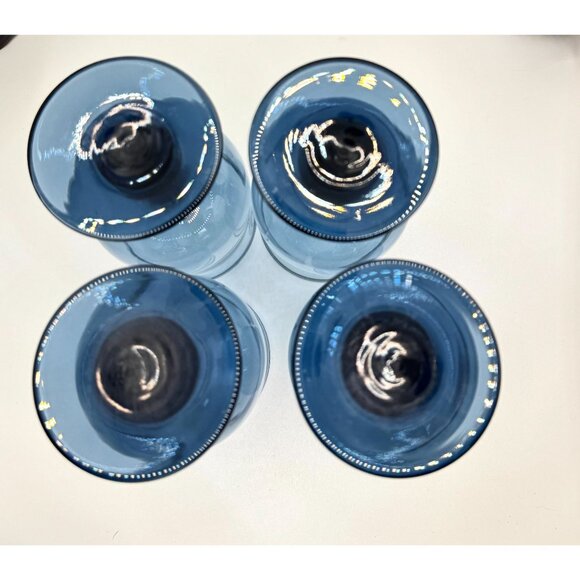 Vintage Set of 4 Libbey Dusky Blue Water Glasses Stemware Goblets Tulip Shaped - Picture 5 of 12
